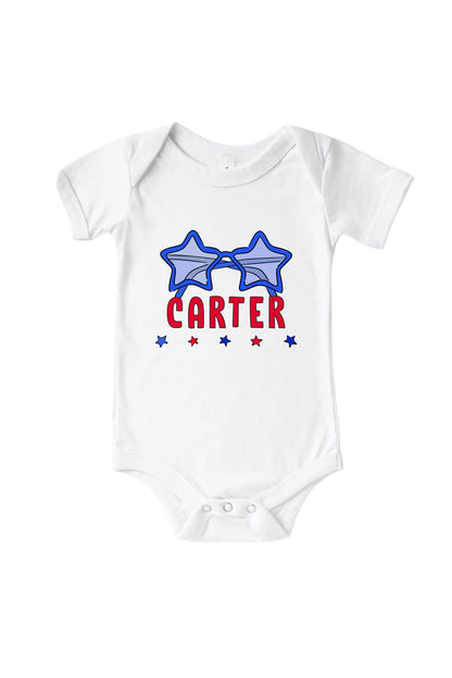Personalized Red, White & Cool Graphic Bodysuit & Kids Tee | White