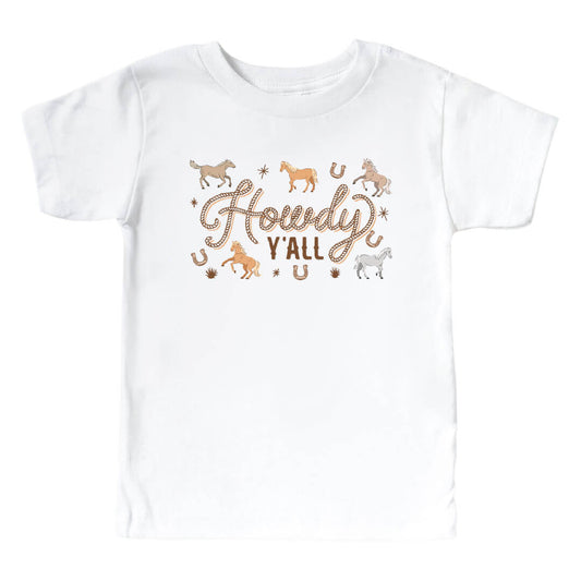 P's Ponies Howdy Y'all Kids Graphic Tee | White