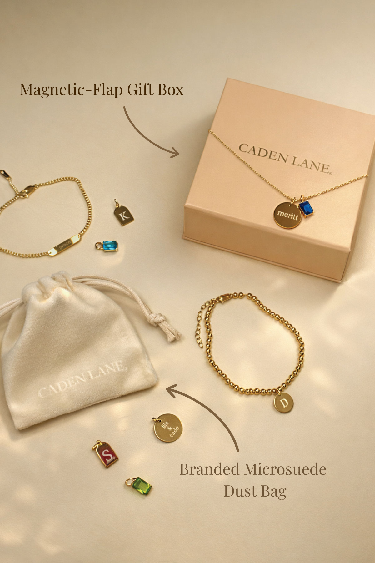 Engraved Circle Charm Beaded Bracelet