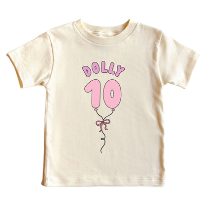 Personalized Pink Birthday Graphic Bodysuit & Kids Tee | Natural