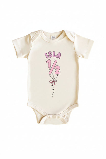 Personalized Pink Birthday Graphic Bodysuit & Kids Tee | Natural