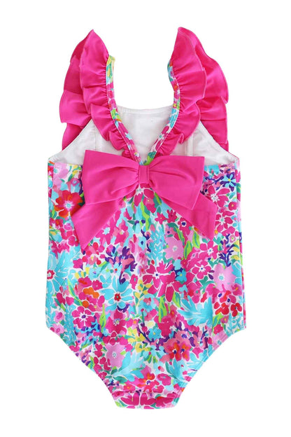 Double Ruffle Bow Back One Piece | Petal Splash