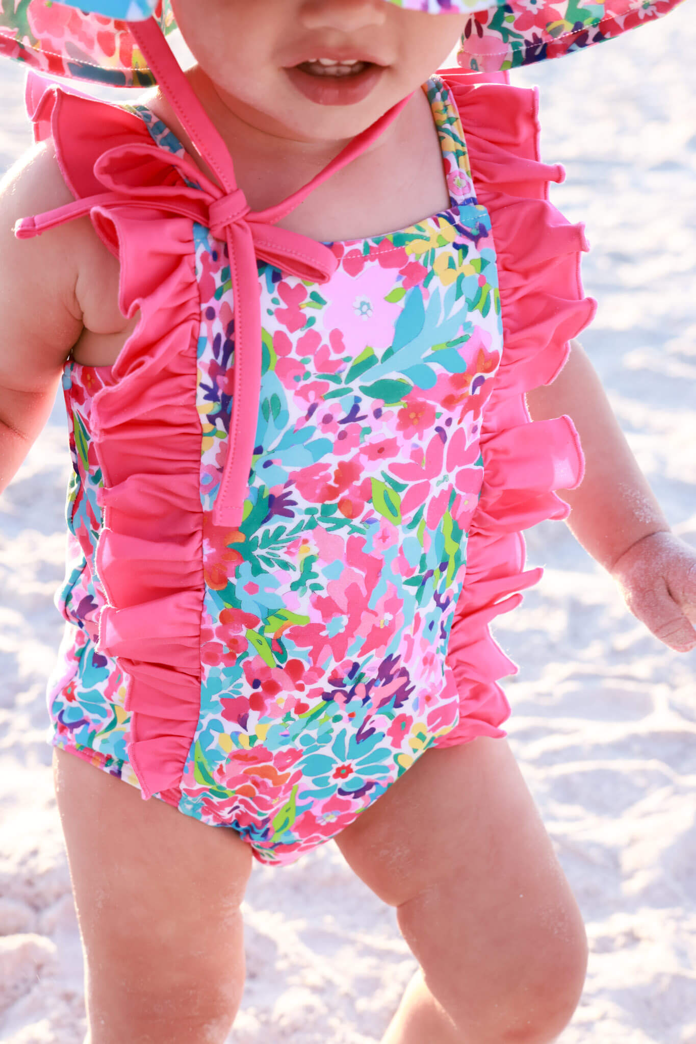 Double Ruffle Bow Back One Piece | Petal Splash