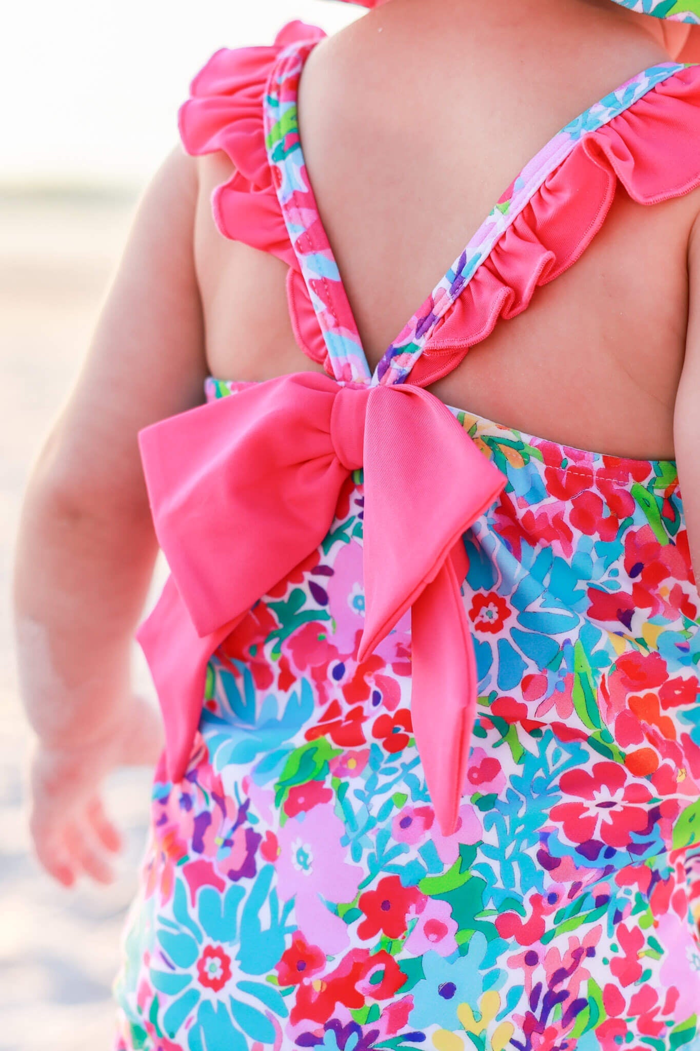 Double Ruffle Bow Back One Piece | Petal Splash