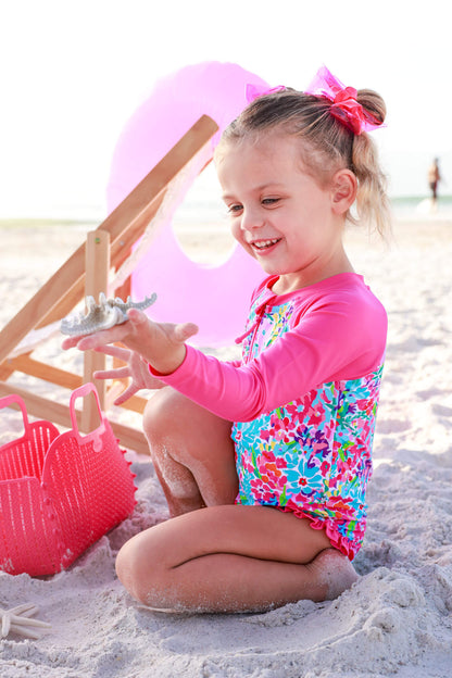 Long Sleeve Rash Guard with Front Zipper | Petal Splash