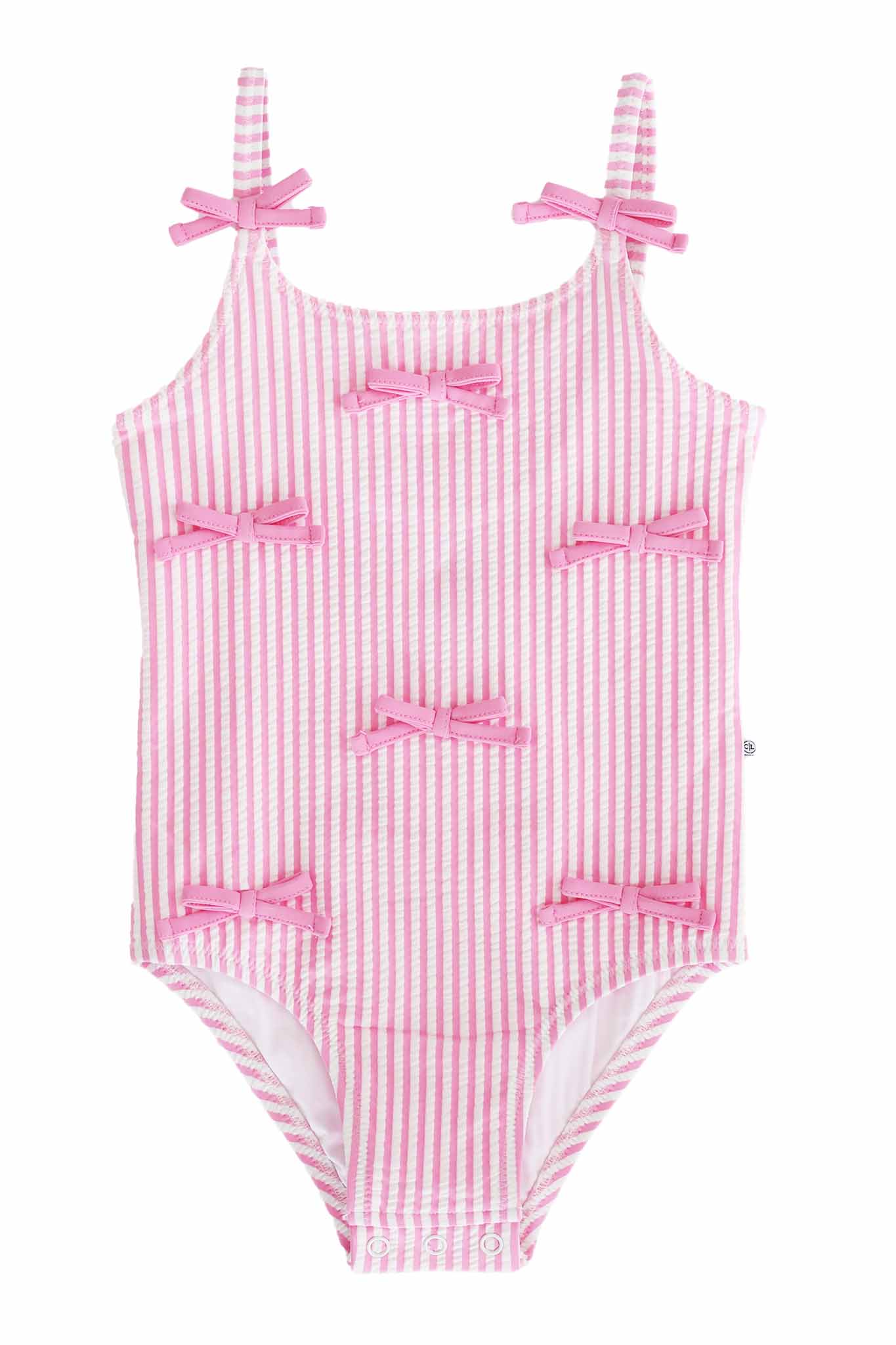 Tiny Bows One Piece | Seersucker Dusty Pink