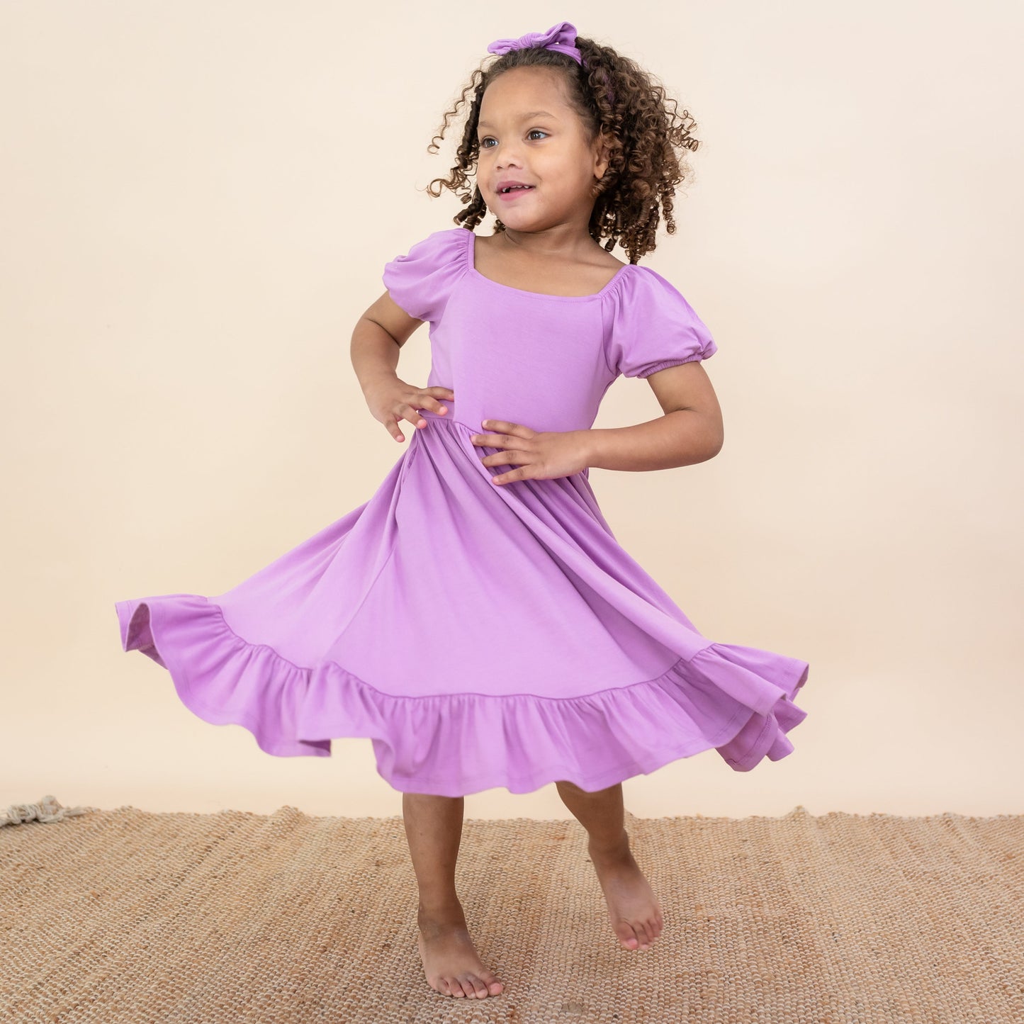 Puff Sleeve Twirl Dress in Poi