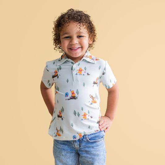 Toddler Short Sleeve Polo in Winnie the Pooh Hundred Acre Wood