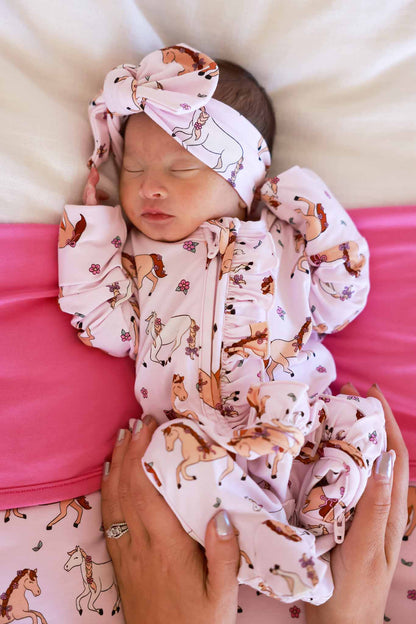 Knit Large Bow Headwrap | Pony Club Pink