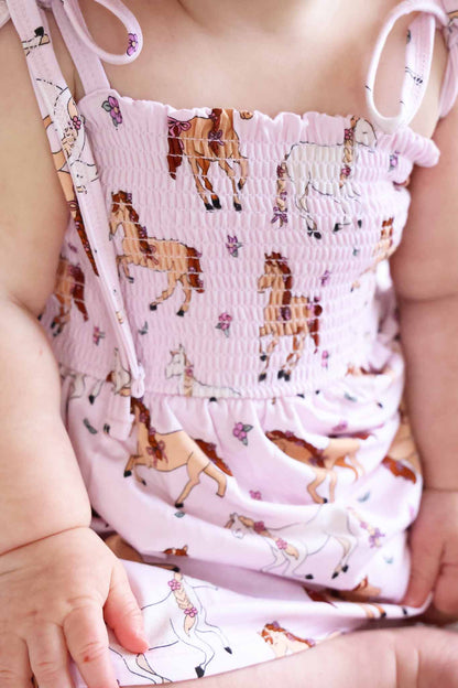 Smocked Twirl Bodysuit | Pony Club Pink