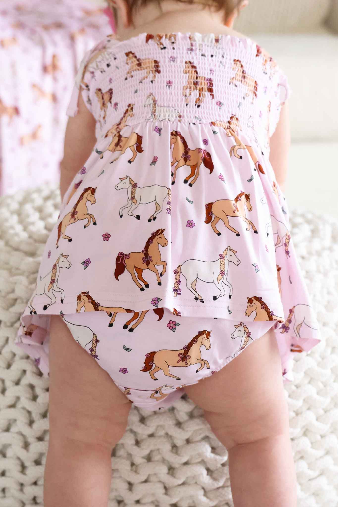Smocked Twirl Bodysuit | Pony Club Pink