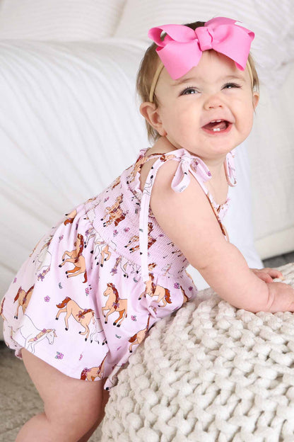 Smocked Twirl Bodysuit | Pony Club Pink