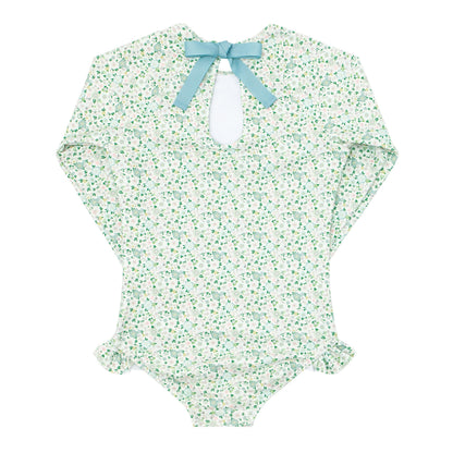 girls sea marsh floral rashguard one piece