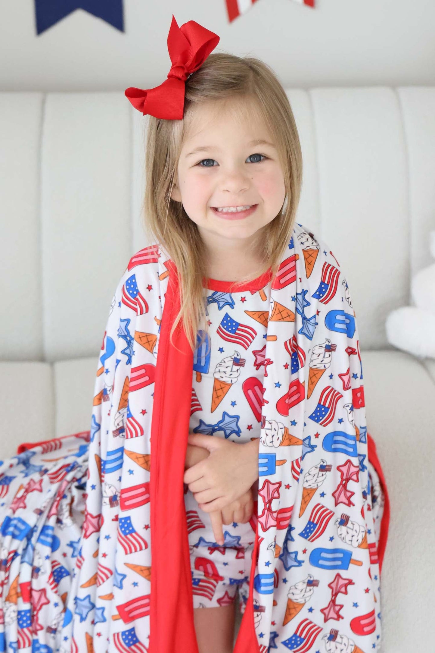 Double Sided Bamboo Blanket | Red, White & Cool