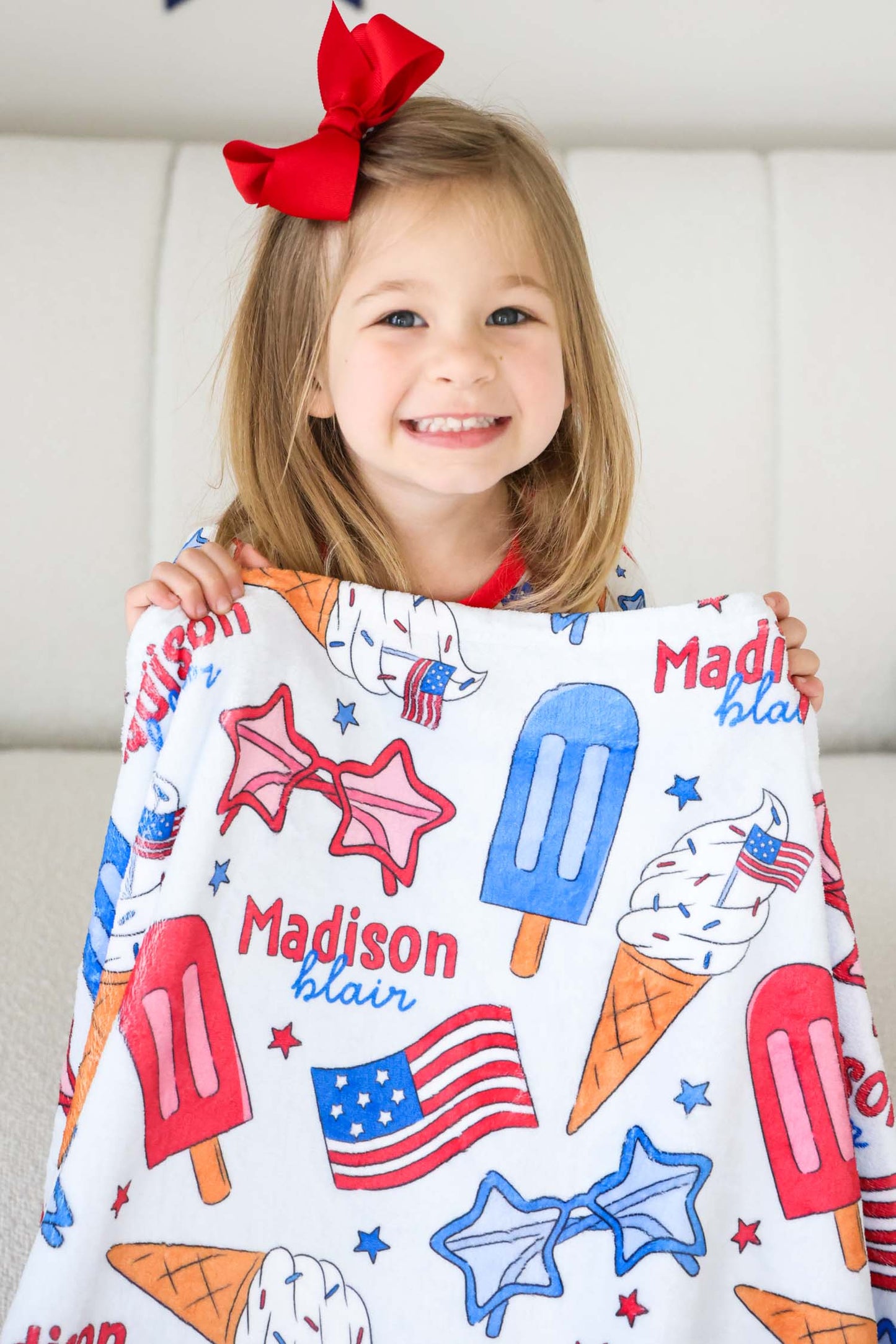 Personalized Kids Blanket | Red, White & Cool