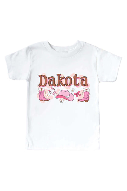 Personalized Rodeo Dreams Pink Graphic Bodysuit & Kids Tee | White