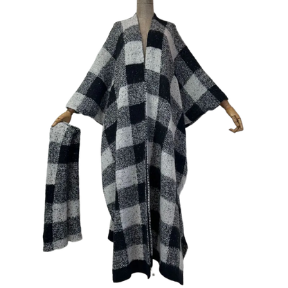 Minimalist plaid Maxi Cardigan - WINI