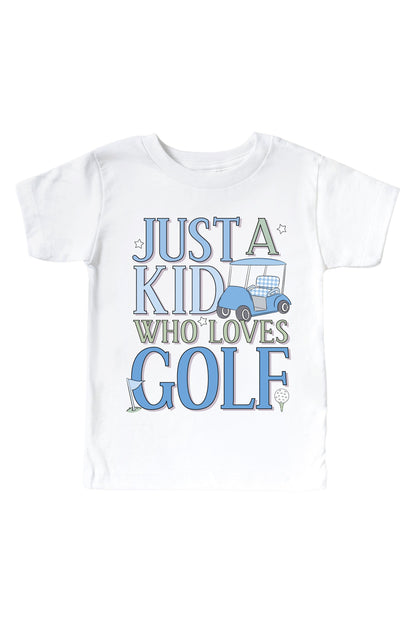 A Kid With Golf Love Blue Graphic Bodysuit & Kids Tee | White