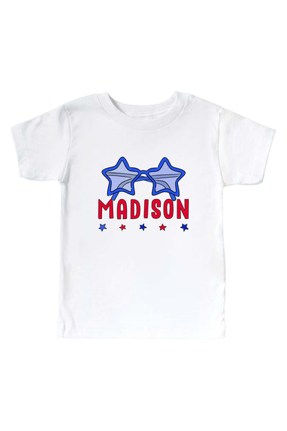 Personalized Red, White & Cool Graphic Bodysuit & Kids Tee | White