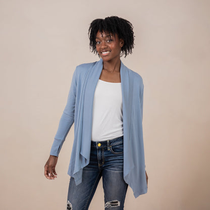 Women's French Terry Wrap Top in Slate