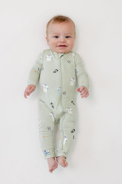 Zippered Romper in Soccer