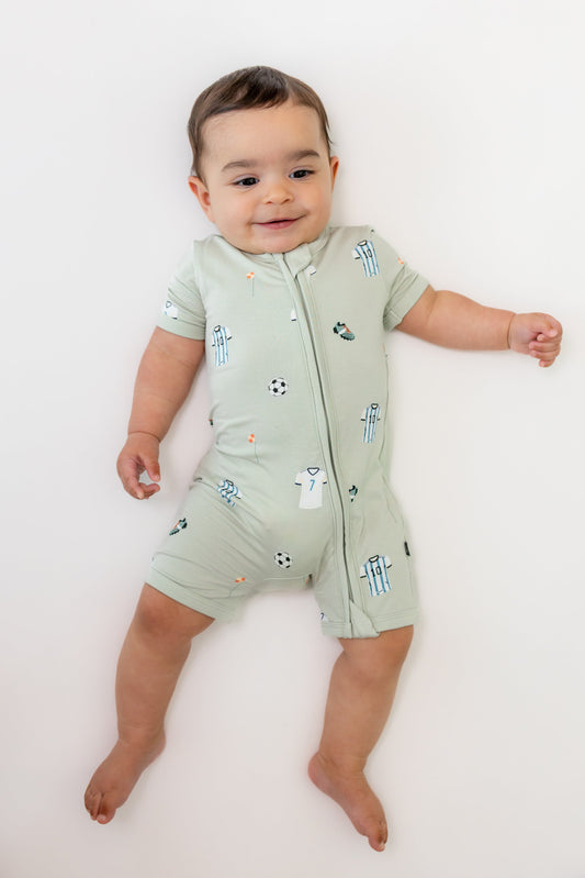 Zipper Shortall Romper in Soccer