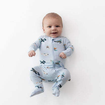 Zippered Footie in Take Off