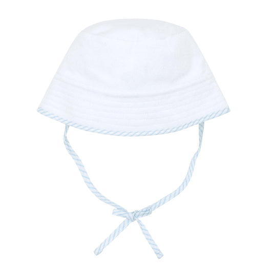 baby white french terry bucket hat