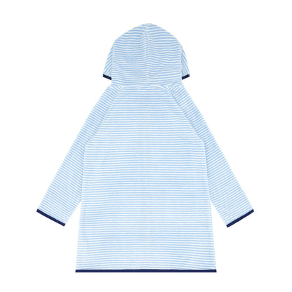 unisex powder blue stripe french terry zipper coverup