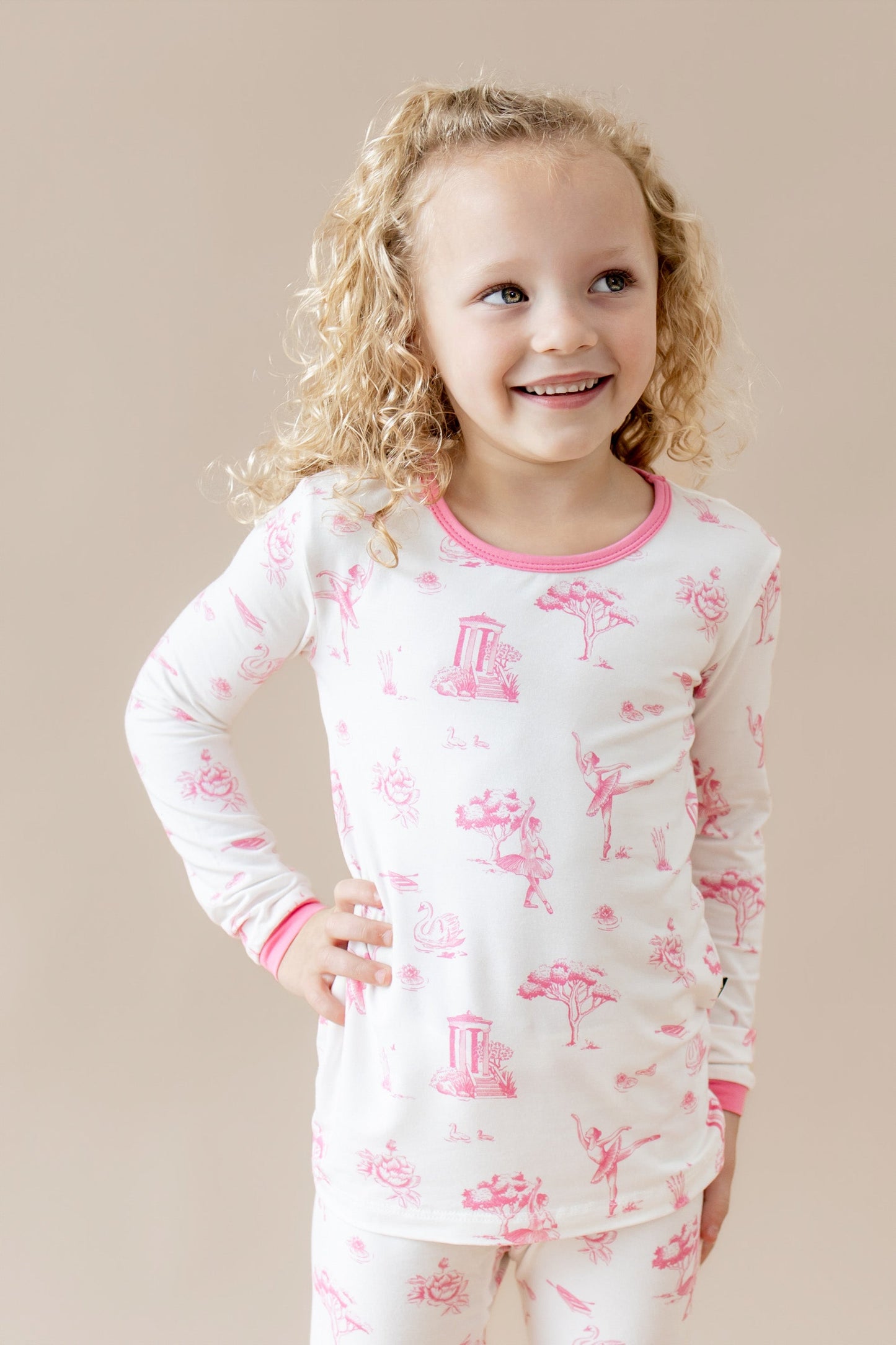 Long Sleeve Pajamas in Toile Ballet