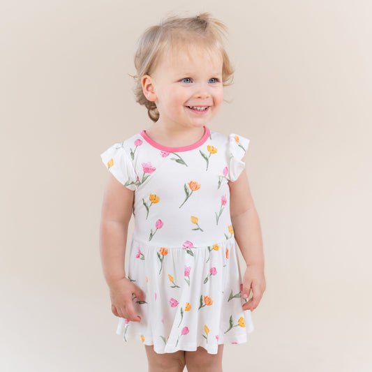 Twirl Bodysuit Dress in Tulip