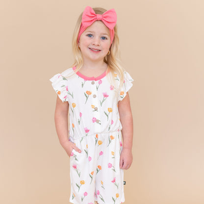 Flutter Sleeve Romper in Tulip