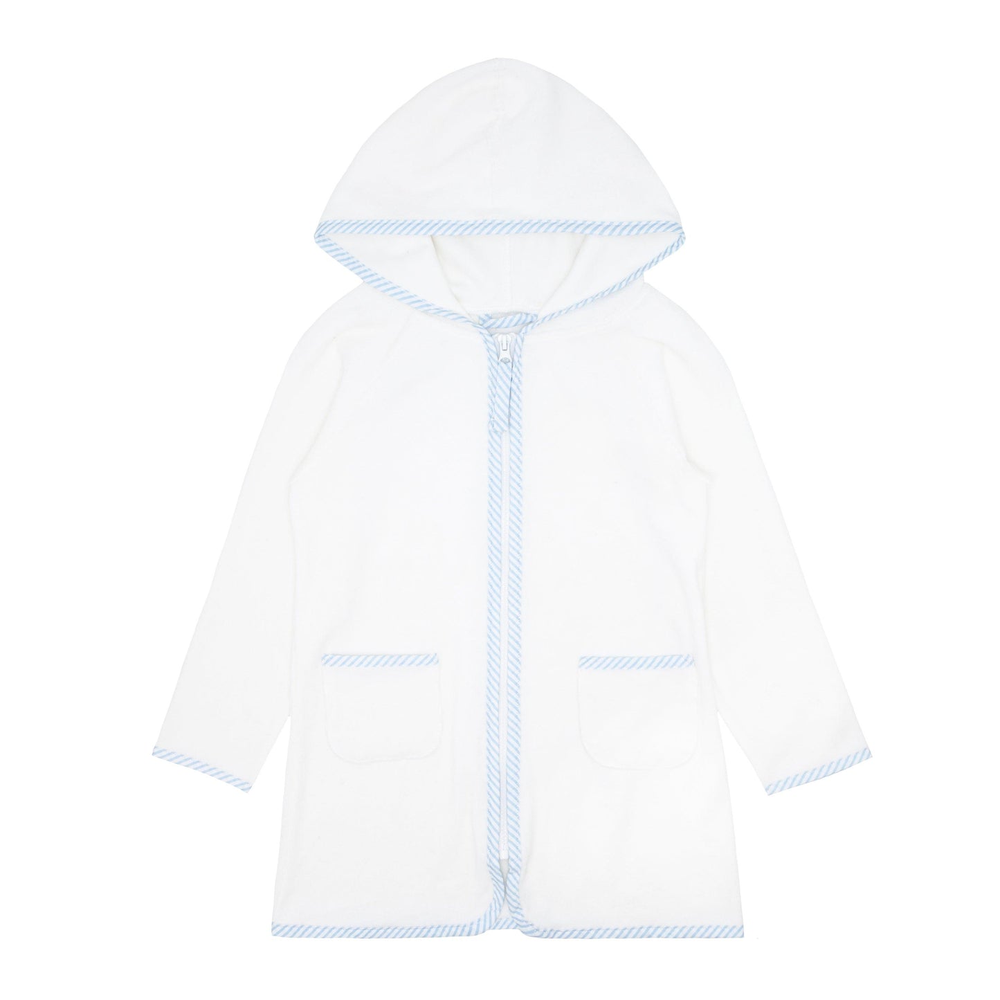 unisex white french terry zipper coverup