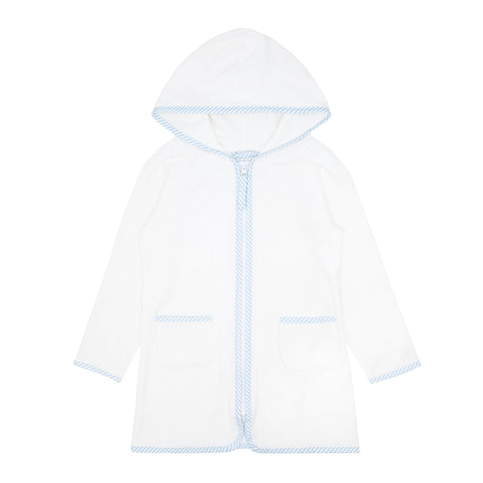 unisex white french terry zipper coverup