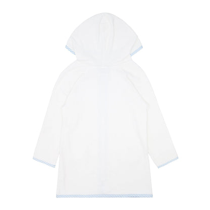 unisex white french terry zipper coverup