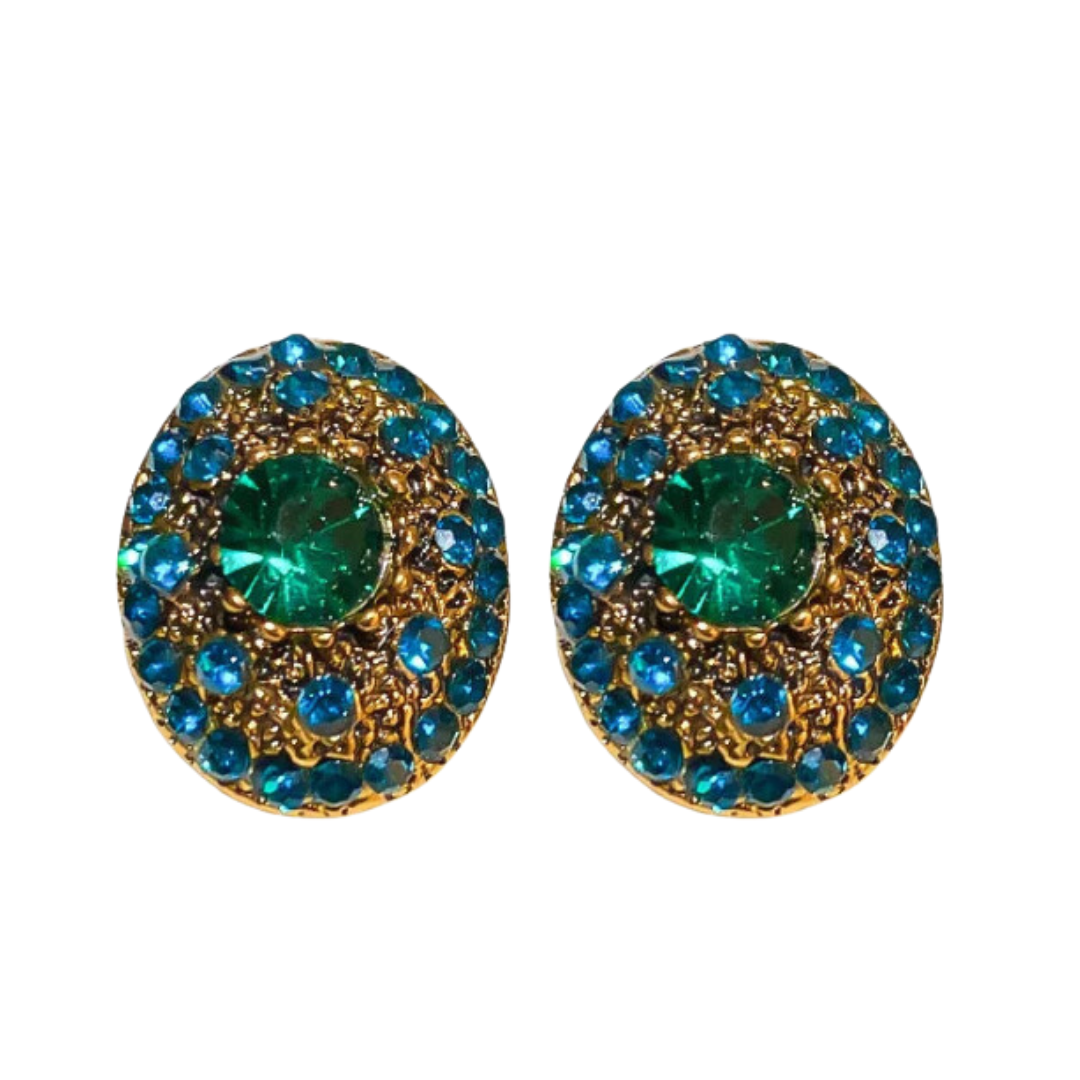 Vintage Metal Glass Post Earrings