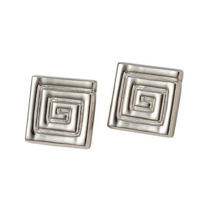 Stainless Steel Patterned Large Earrings