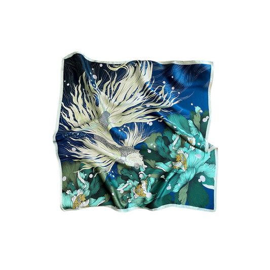 Casual Goldfish Print Square Scarf