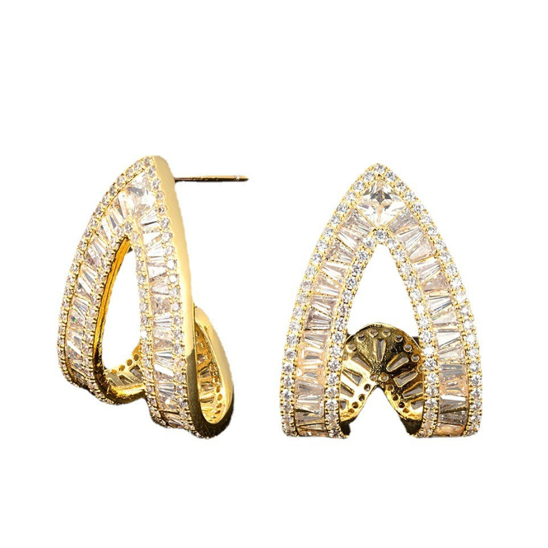 Retro Rhinestone Stud Earrings