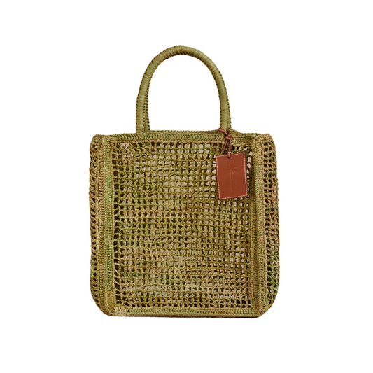 manebi kaki raffia net bag