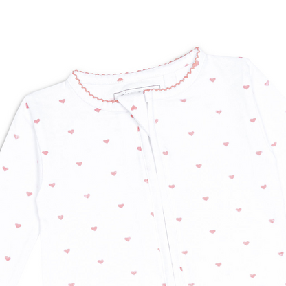 baby pink heart pima footie