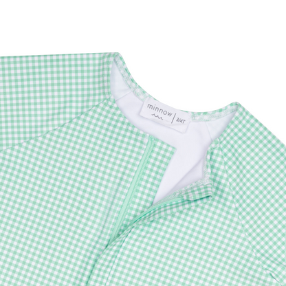girls gustavia gingham front zip rashguard one piece