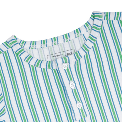 unisex tamarin stripe shirt and short pima pajamas set