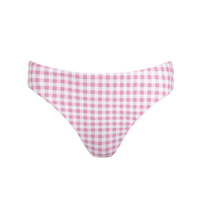 women's blush gingham mid rise bikini bottom
