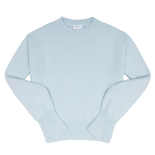 women's light blue cropped knit sweater