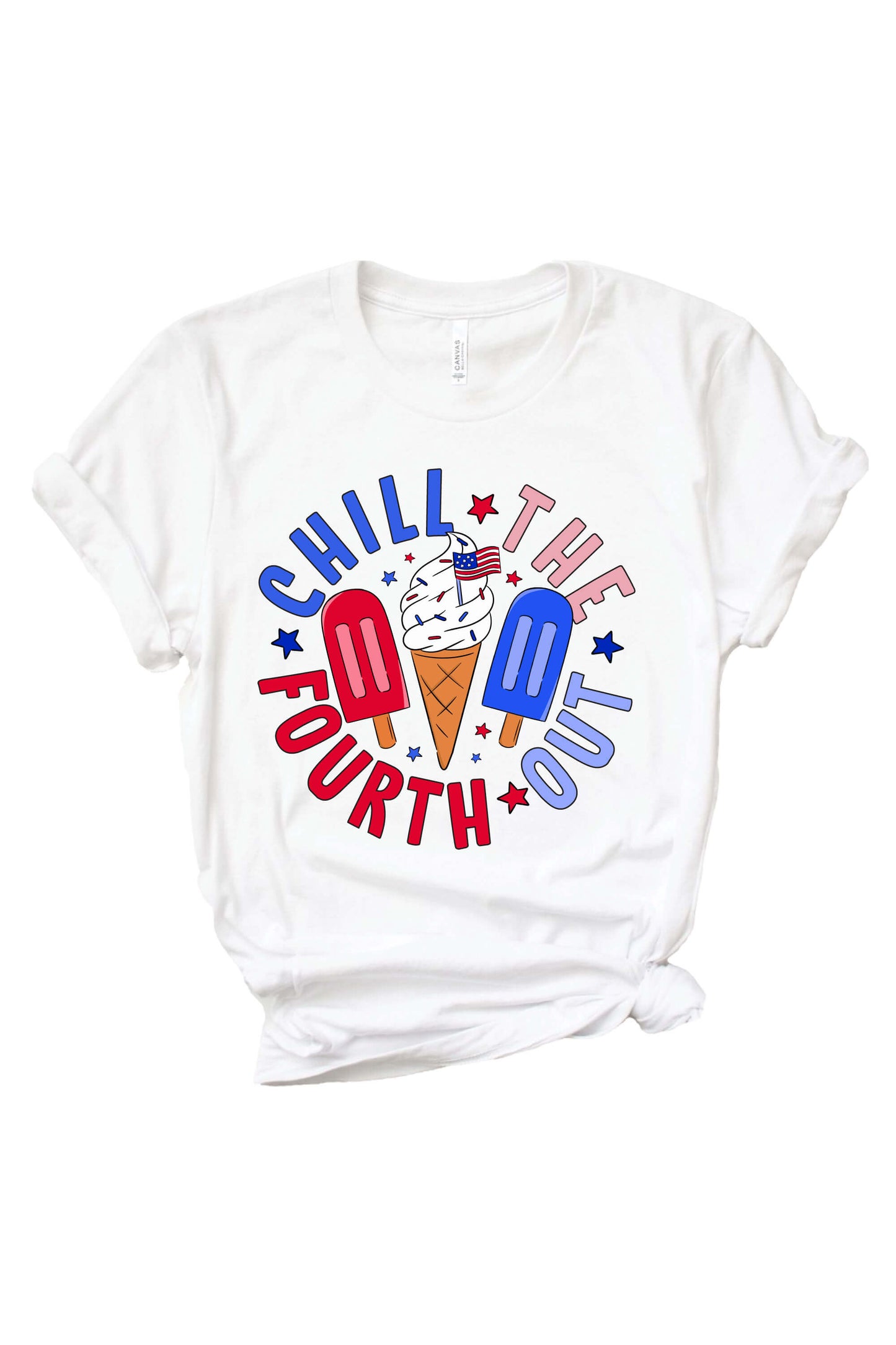 Chill The Fourth Out Adult Graphic Tee | White