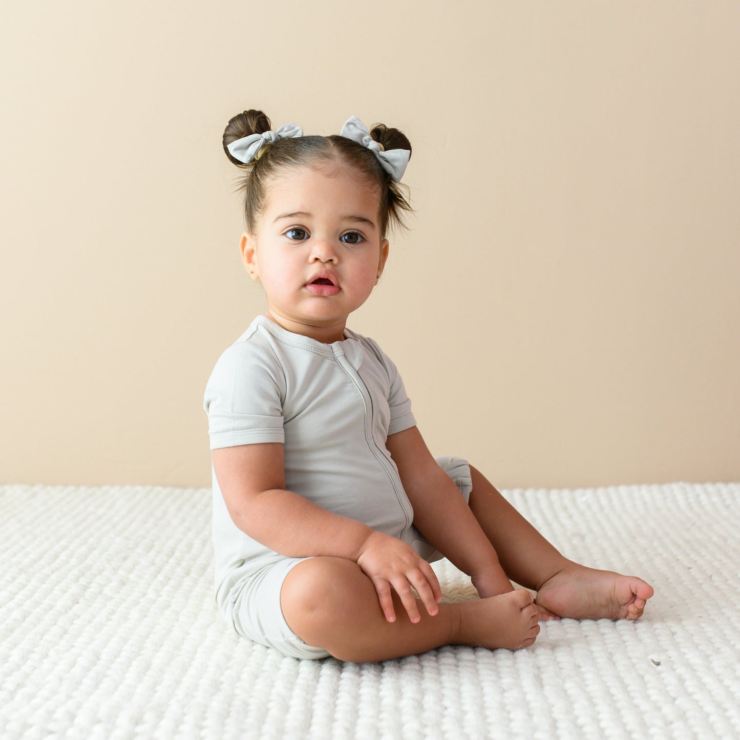 Zippered Shortall Romper in Oat