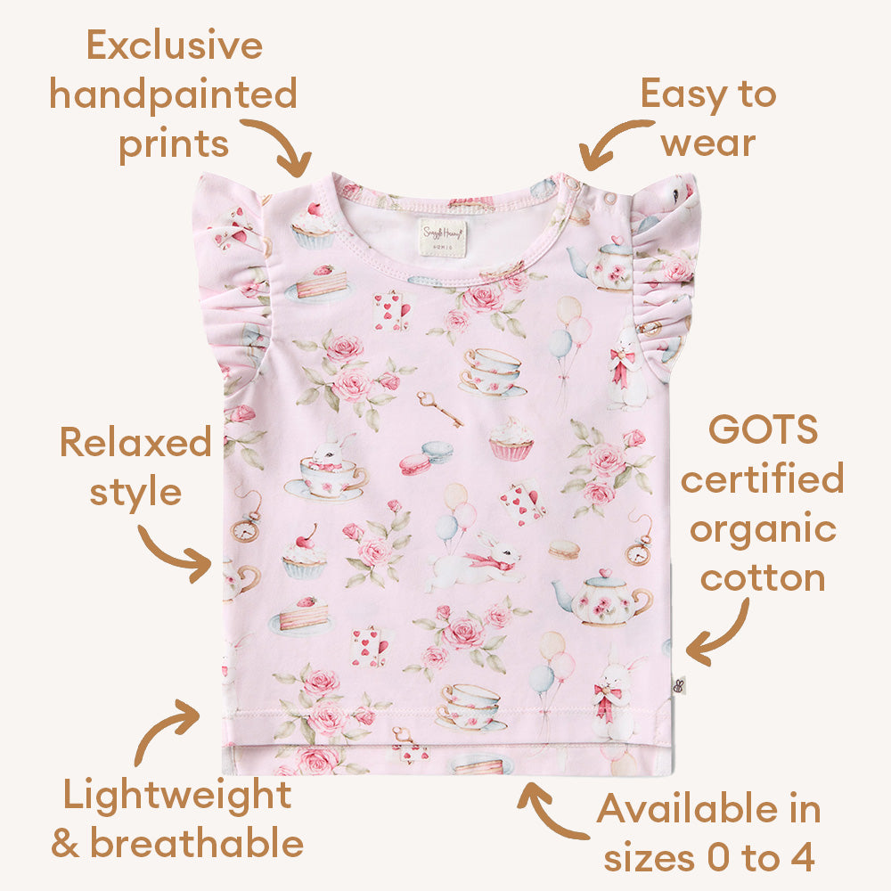 Alice’s Tea Party Organic T-Shirt with Frill