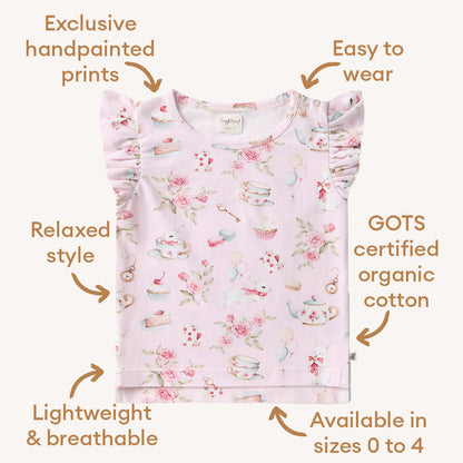 Alice’s Tea Party Organic T-Shirt with Frill