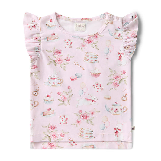 Alice’s Tea Party Organic T-Shirt with Frill